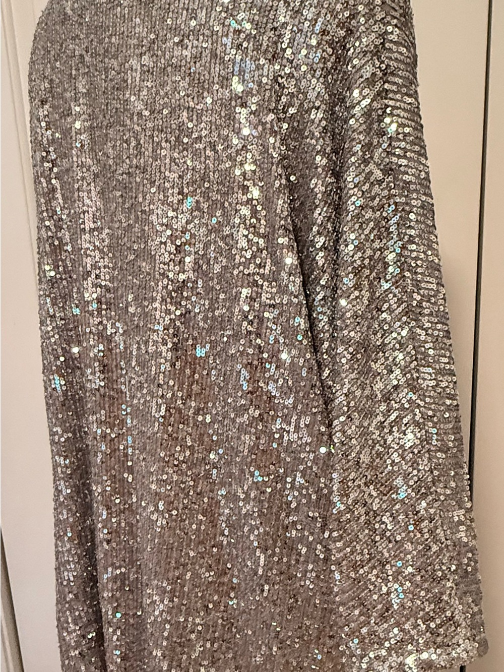Cable & Gauge Silver Sequin Scoop Neck Pullover Party Dinner Disco Holiday - Picture 7 of 13